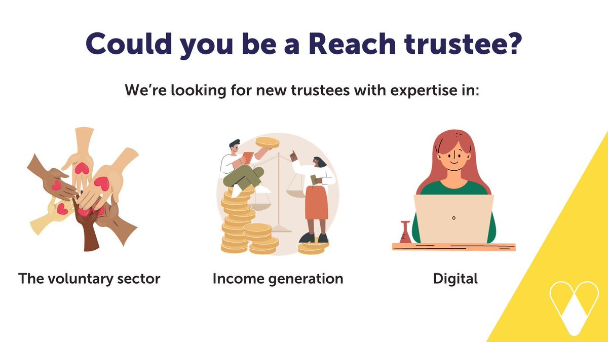 Reach is looking for new #trustees! Do you have the skills, energy and commitment to help us achieve our core purpose? We're looking for trustees with expertise in the voluntary sector, #incomegeneration and #digital to join our wonderful board: buff.ly/3ZQegir 1/