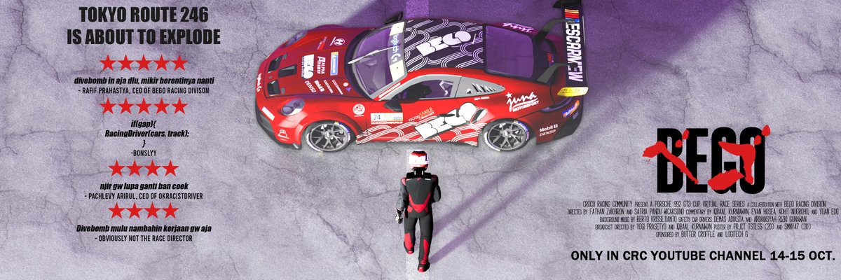 CrocoRacing's tweet photo. I... am Tetsuo.
(Watch the Stream of Croco Porsche Supercup Round 3 at Tokyo R246 on 14 -15 October 2023 only in our YT channel)
#crc #CrocoRacingcommunity #Porsche #Porsche992 #Porschesupercup #GT3 #AssettoCorsa #Onemakeracing #Tokyo #TokyoR246 #Granturismo https://t.co/zw6vWpMagf