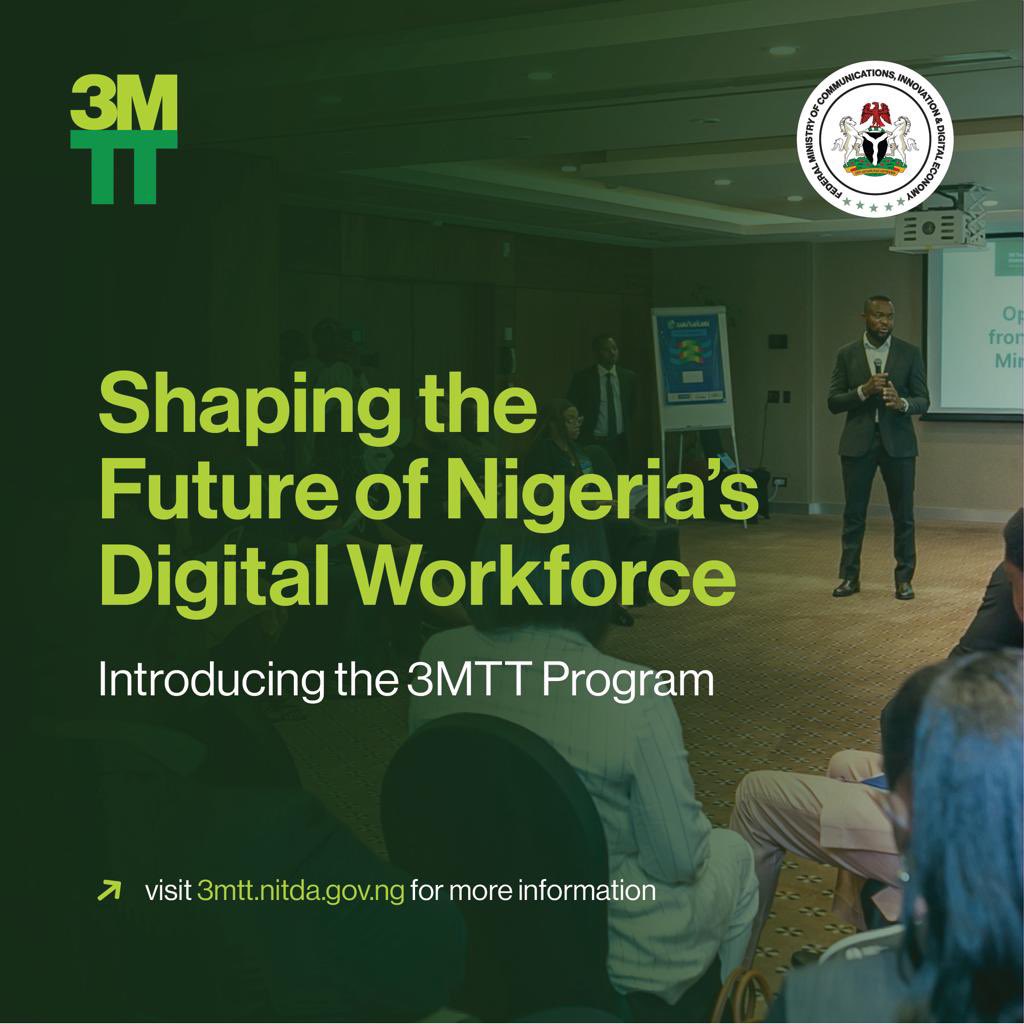 FMCIDENigeria's tweet image. As part of our plans to develop 3 million technical talent by 2025, we have launched the 3MTT programme (3mtt.nitda.gov.ng) targeted at generating a pipeline of technical talent across Nigeria.