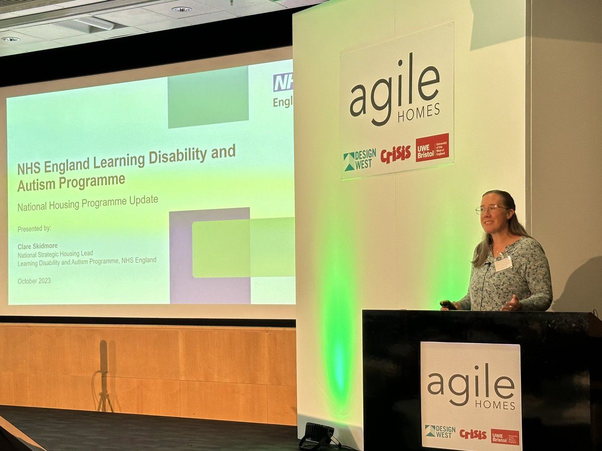 Clare Skidmore of @NHS England is giving our keynote for the Care & Inclusion session of the Radical Housing Conference. Many people, with learning disability & autism, find themselves ‘locked-in’ hospitals, without a pathway into supported living in their own home. #RHC2023