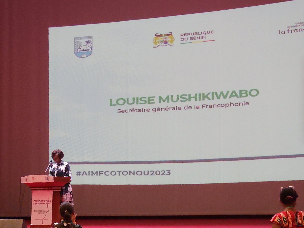 Allocution de Louise Mushikiwabo SG de @AIMFrancophones  'pas uniquement la francophonie des chartes mais plutôt la francophonie au soutien de ses populations'#AIMFCOTONOU2023