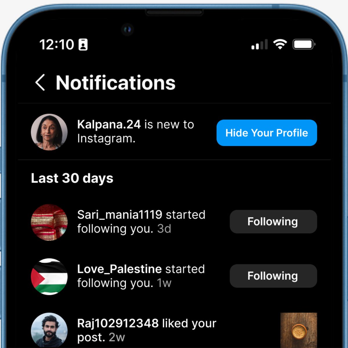 bhavinaux's tweet photo. What if...you could hide your profile from aunty’s new to Instagram?  No more “why haven’t you accepted my follow request beta?” https://t.co/eANKtqomqy