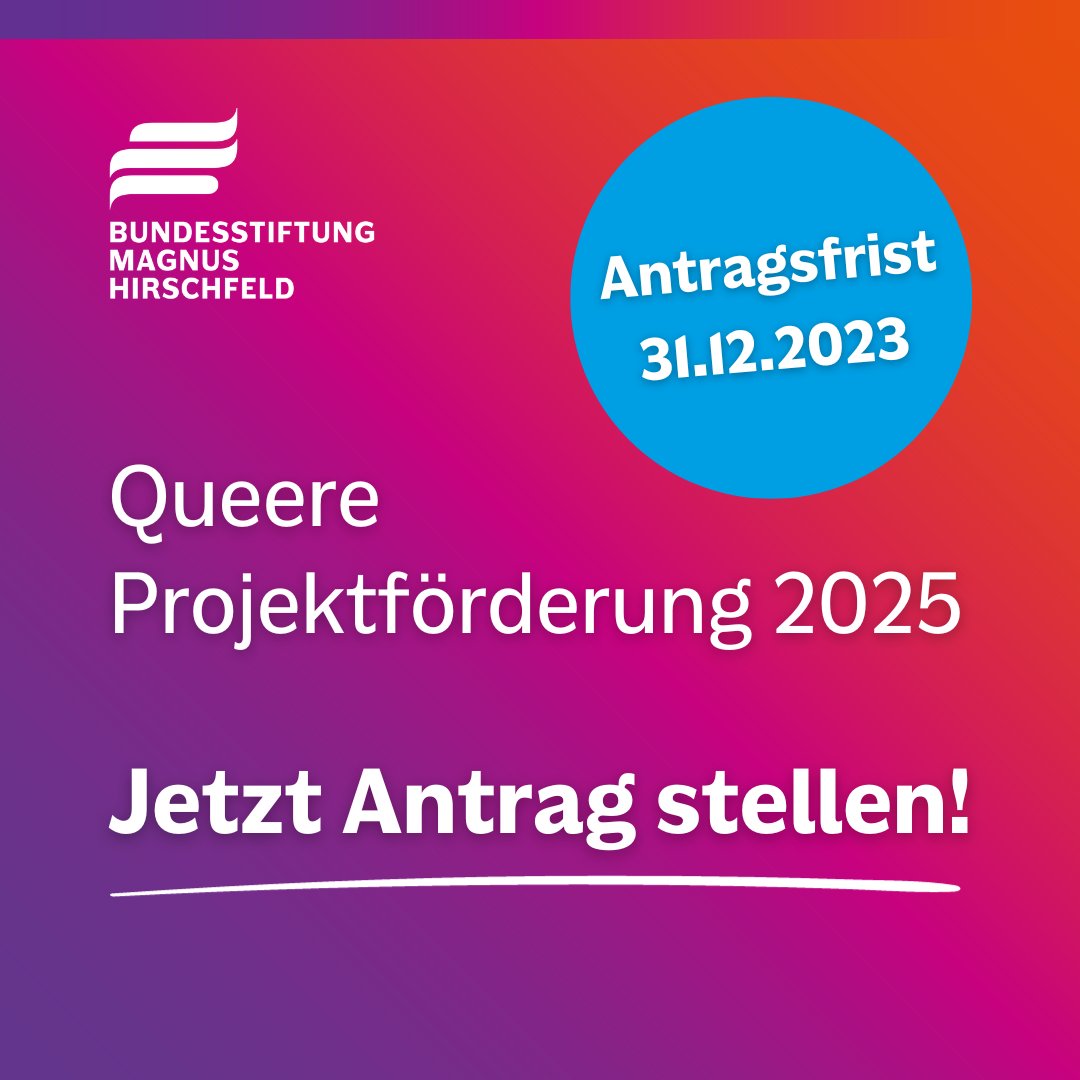Stellen Sie ab sofort Ihren Antrag auf #queere #Projektförderung für das Förderjahr 2025 bei uns! Die #Antragsfrist ist der 31. Dezember 2023. Mit #Förderschwerpunkt #Medien! Alle Infos und Unterlagen für Ihren Antrag finden Sie auf mh-stiftung.de/foerderung-2/