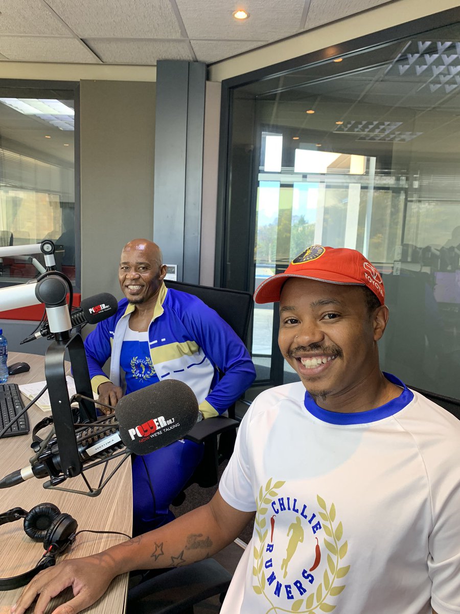 Powerfm987's tweet photo. [ON AIR] 

The business of running clubs. 

@TshegoMoagi_ is in conversation with the Chillie runners members Tshepo Thwala and Sphiwe Mweli. 

#POWERLunch https://t.co/FMrfGWAIRA