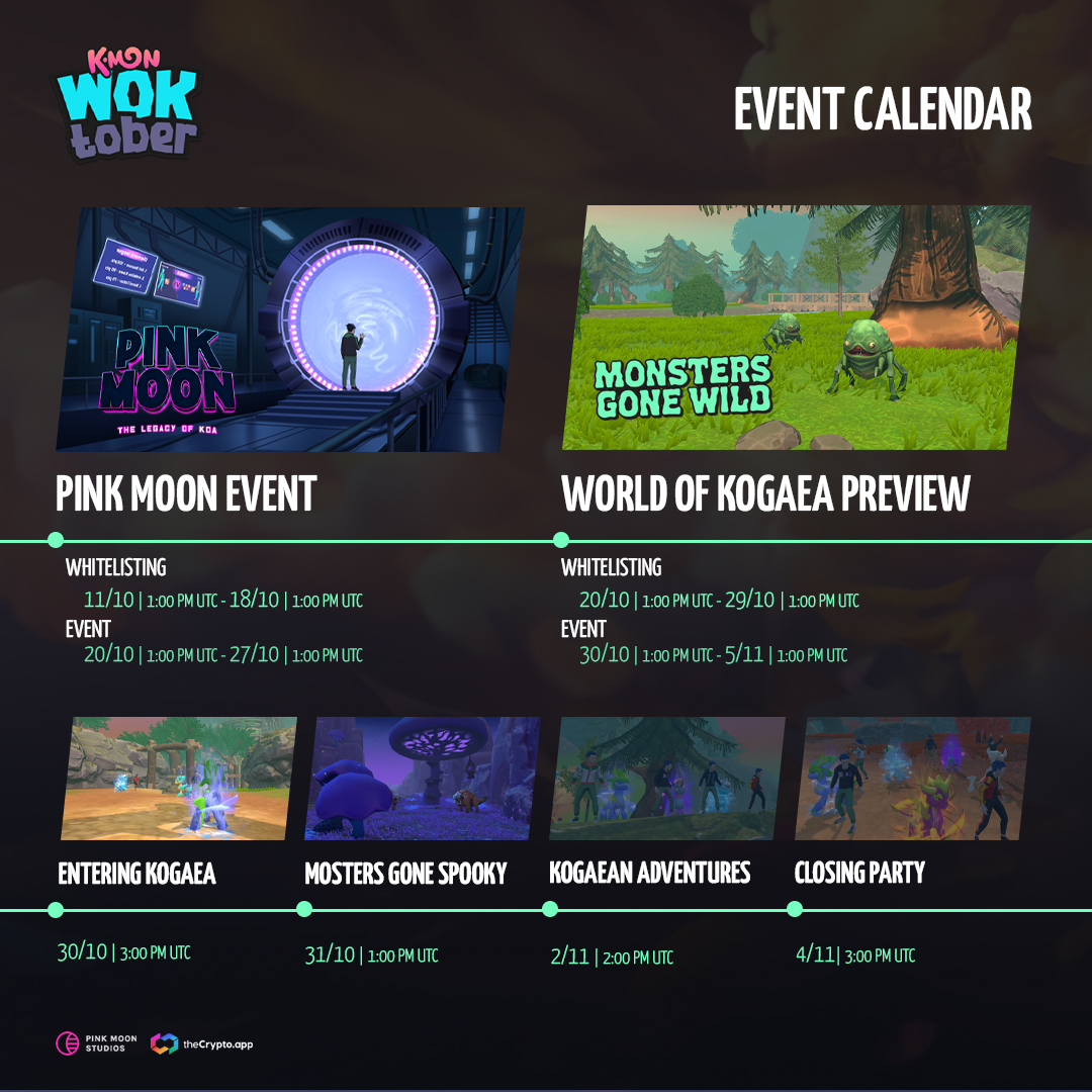 KryptomonTeam's tweet image. There’s a lot to look out for during #WOKtober!  

Join us on our journey through this eggciting 4-week #KMON celebration! What event are you looking forward to the most? 👇