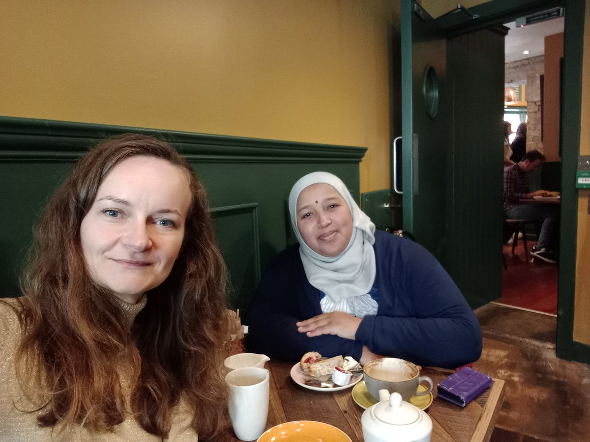 TBuczkowska's tweet photo. My 1st meeting with my reader! Leina Ibnnouf is a fierce migrant leader working in the area af sustainability &amp; migrant women labour integration. It's great to know that people like Leina see themselves in the #MigrantVote newsletter content. https://t.co/YiG00zTF8Z
