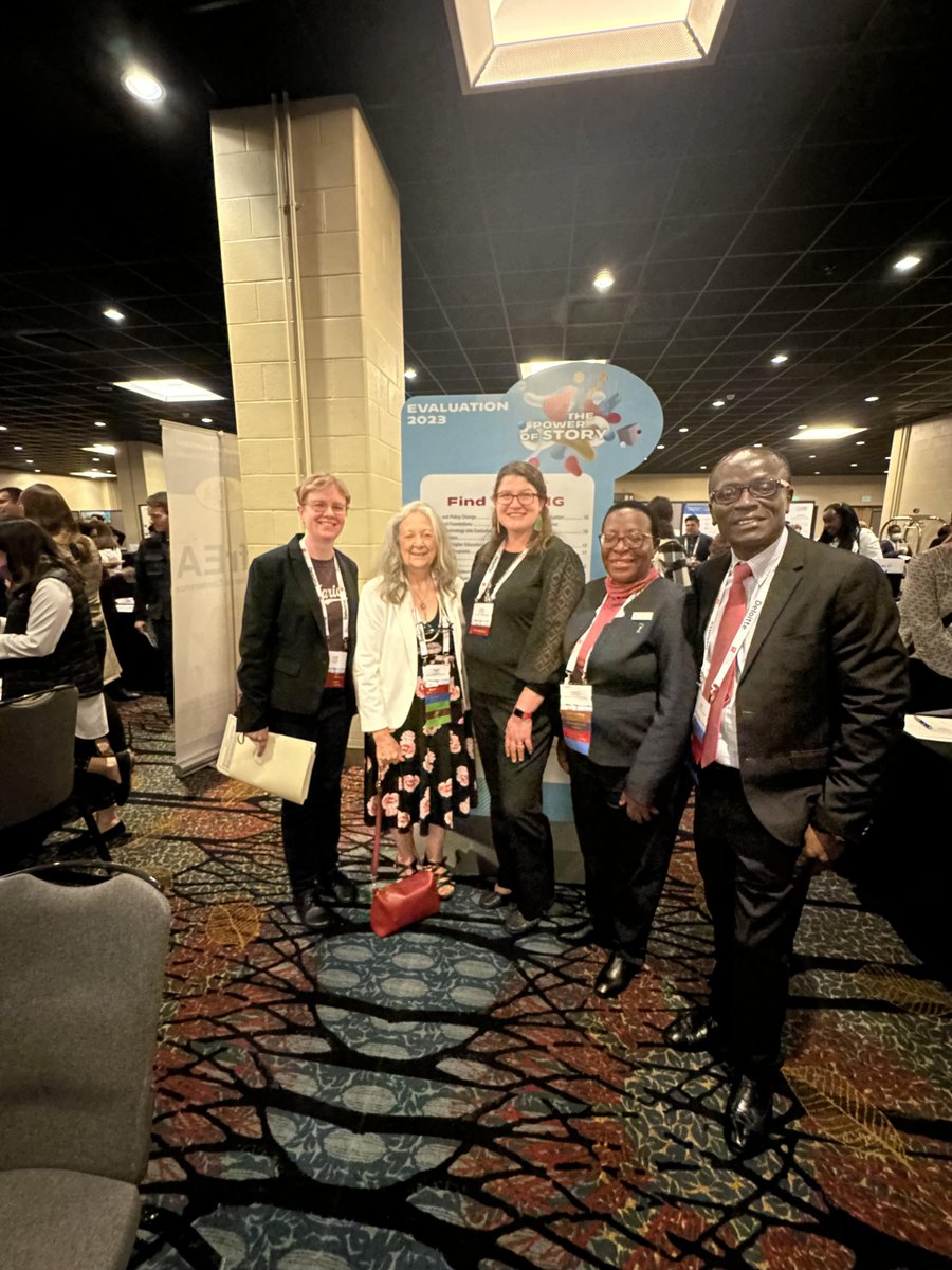 PoliticsDrB's tweet photo. I'm thrilled to be part of this #eval23 historic collaboration 4 #democracy #rights #governance #evaluation emerge to build #evidence #evaluator #networks w/ @AeaDrg CoChair @nyakwarnyaol &amp; Chair @lauristan - thx to @aeaweb Corrie Whitmore &amp; @tweet_afrea Rosetti Nabbumba https://t.co/nJ2ZvU4g1o