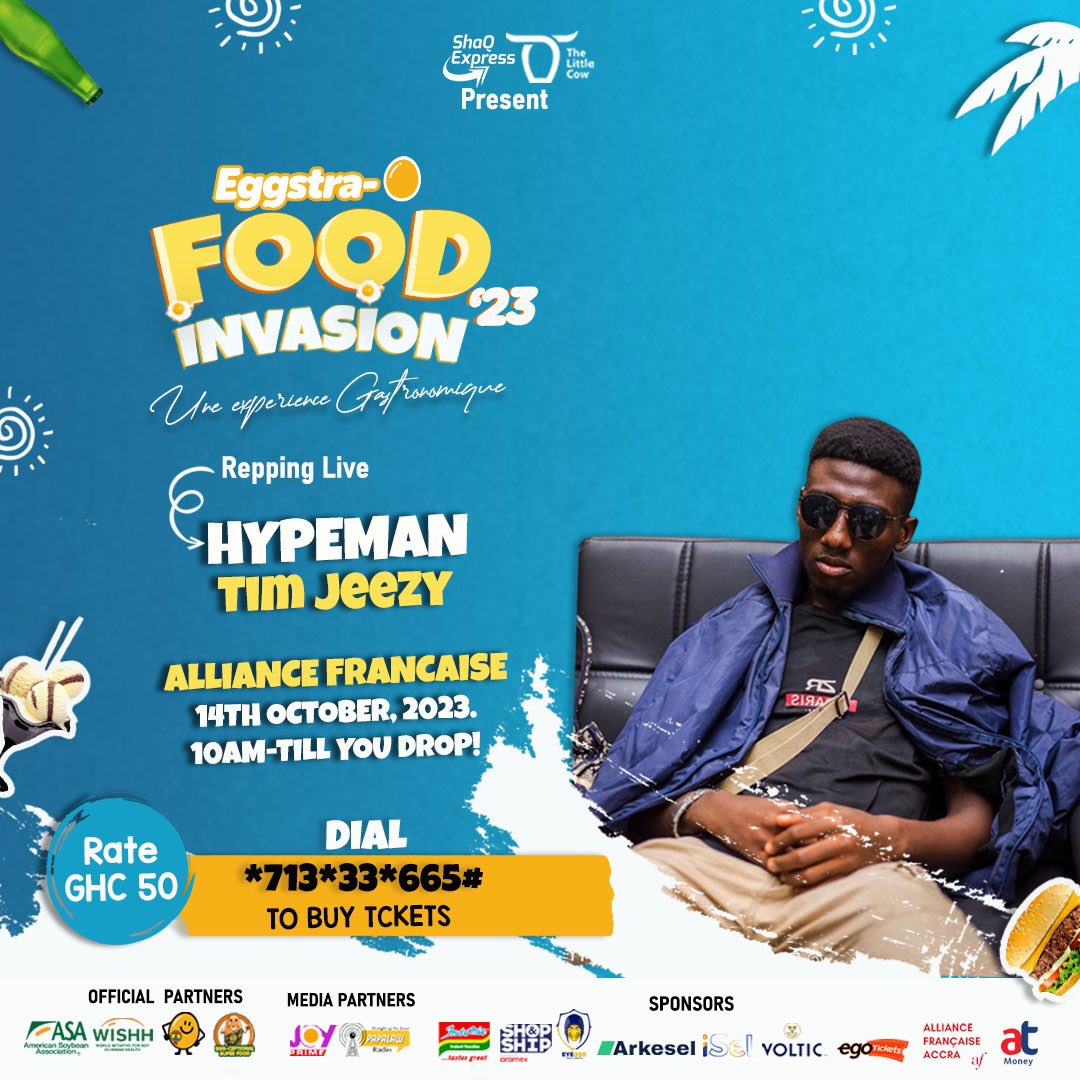 'Get ready to pump up the energy and leave the crowd hyped! 🙌🔥with hypeman Tim Jezzy this Saturday @arkesel @eGotickets @IndomieGhana @VolticMineral @ShopandShip @JoyPrimeTV @alliancefrancaisegh