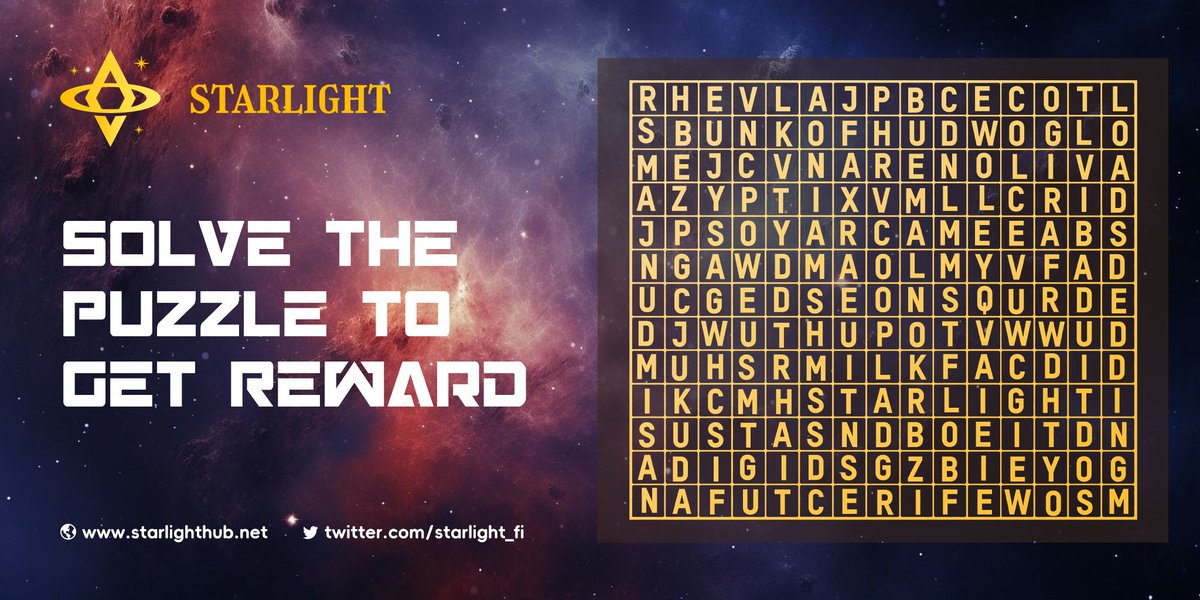 🥰Happy Friday, all Starlight users! We have prepared an interesting little puzzle for you. 

⏬Find the hidden clues in the image below, and solve this puzzle to kickstart a delightful and relaxing weekend! 🥳

Leave a comment to share your answers! 🔍🧩  #PuzzleChallenge #defi
