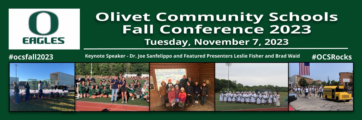 Olivet Community Schools is hosting our annual OCS Fall Conference on November 7, 2023 featuring @Joe_Sanfelippo @lesliefisher and @Techbradwaid. We welcome registration from schools/individuals in other districts. Check out the flyer for more info pub.marq.com/707dbb62-ed66-…