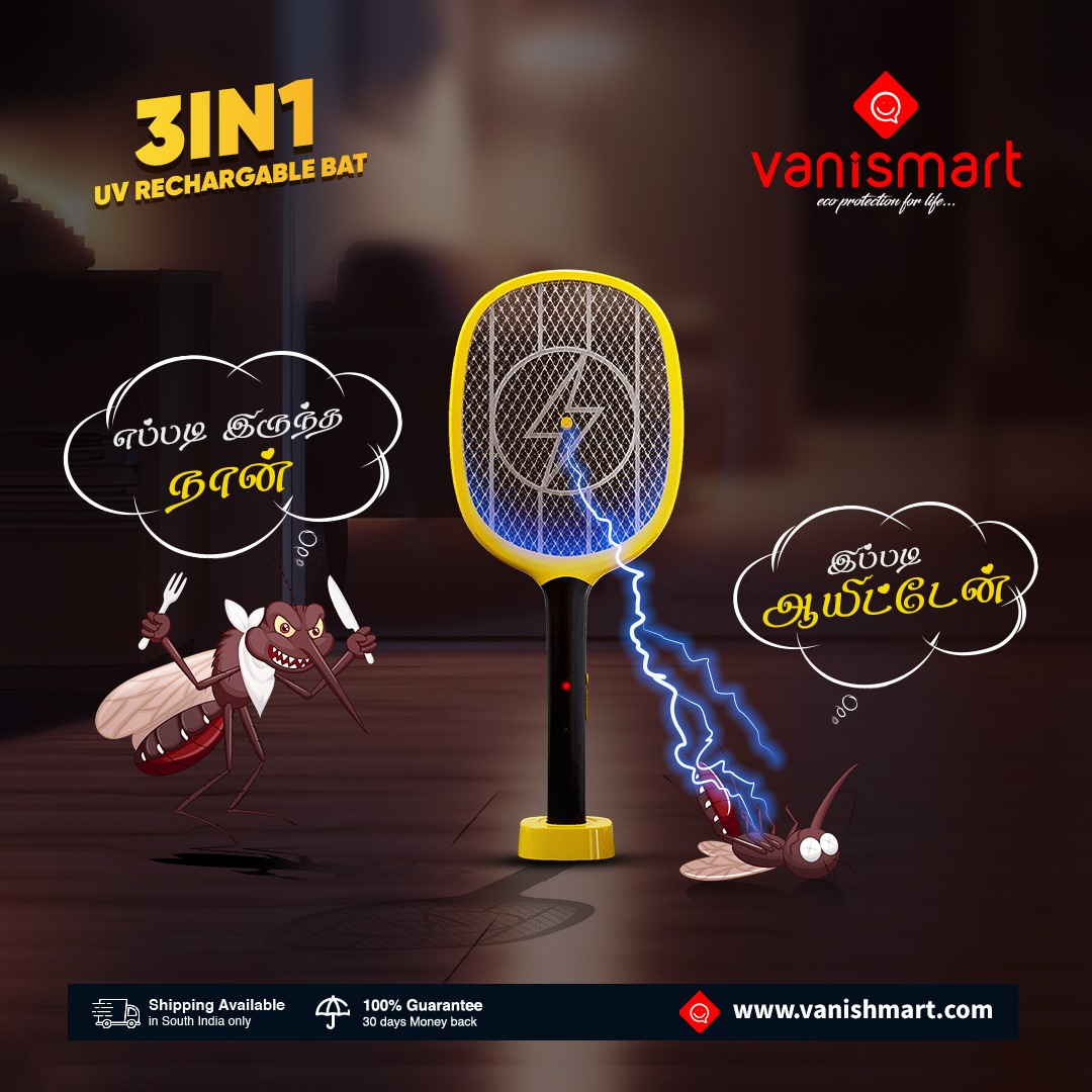 எவ்ளோ பெரிய கொசு இருந்தாலும் இந்த நிலைமை தான். Vanismart 3-in-1 Rechargeable Mosquito Bat உபயோகித்து கொசுக்களை துவம்சம் பன்னுங்க.

vanishmart.com

#Mosquitobat #MosquitoBatOnline #MosquitoRacket #MosquitoSwatter #MosquitoFreeHome #3in1 #Rechargeable #Vanismart