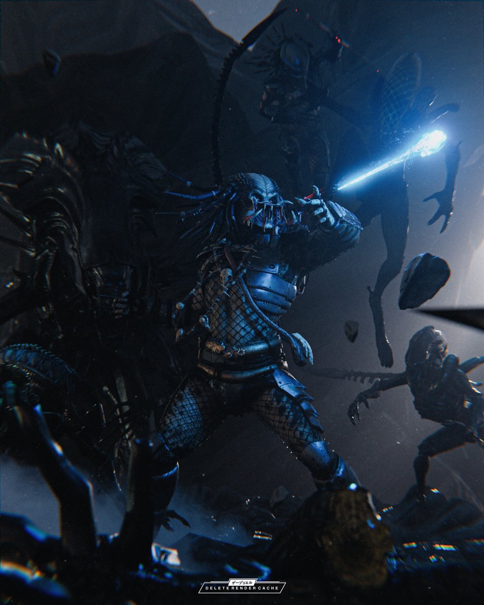 avpgalaxy's tweet photo. A duo of Predators are swarmed by Aliens in another fantastic rendered scene by Gabe Zelaya! #AlienvsPredator #AliensvsPredator #Alien #Aliens #Xenomorph #XenomorphXX121 #Predator #Yautja #GabeZelaya #AlienQueen #QueenAlien https://t.co/KghVxBtyem