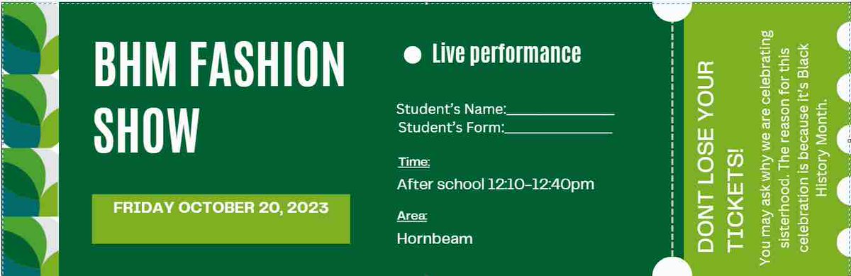 As part of our Black History Month celebrations, here at Forest Gate we are holding our very first BHM fashion show.  Students will have the opportunity to celebrate their cultural dress. We are looking forward to it! #blackhistorymonth