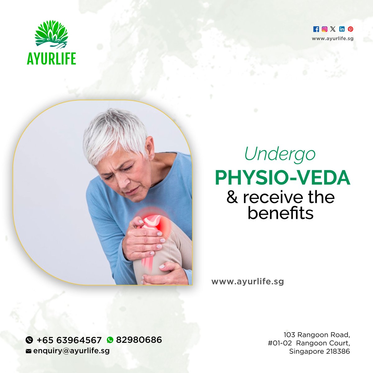 Contact Ayurlife today to schedule your Physio Veda Ayurvedic Therapy session and discover the life-changing benefits it can bring to your physical health and well-being.

✅ Frozen shoulder
✅ Ortho-related complaints
✅ sports injuries

#NaturalTherapies #BalanceAndFlexibility