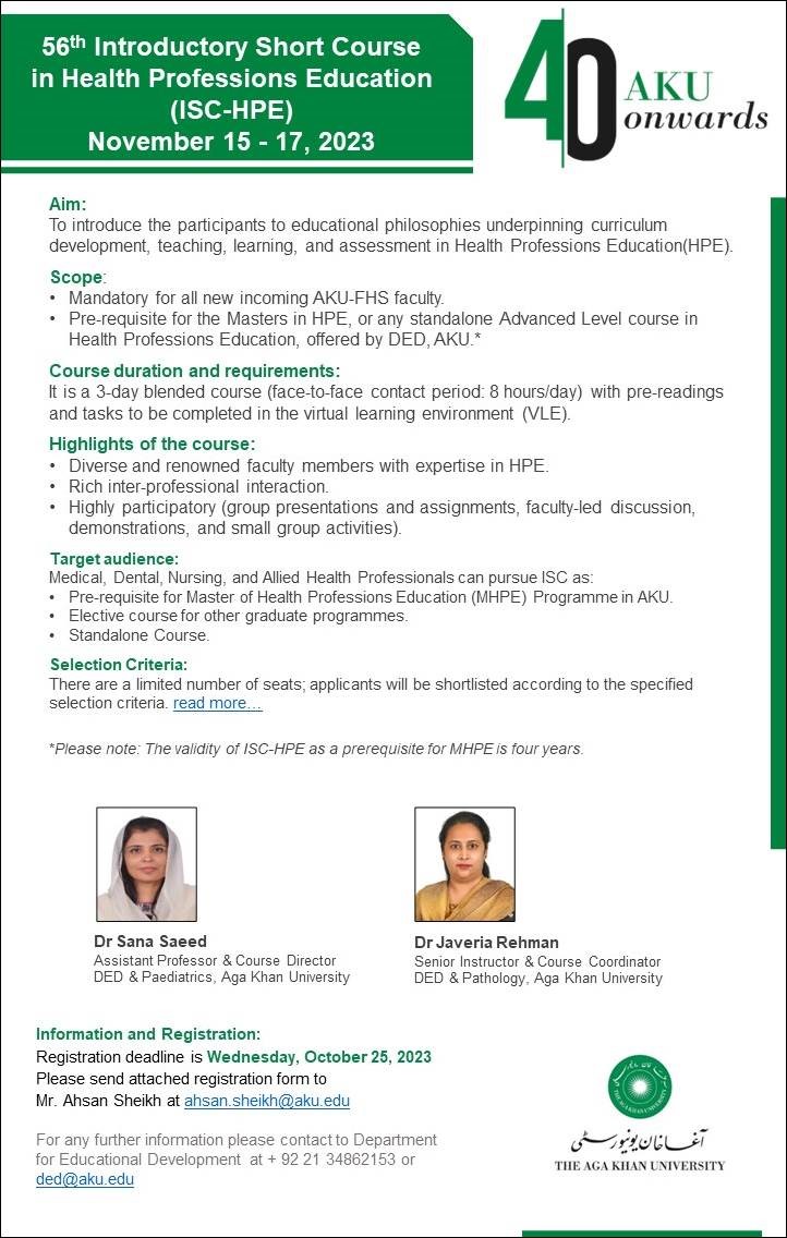 Sana_Saeed (@drsanasaaed) on Twitter photo Ready to take the first step into the exciting world of Health Professions Education? #ISC-HPE <a href="/AKUGlobal/">Aga Khan University</a> is your gateway to shaping your career in HPE. Join us and embark on your educational journey today! π π ππ₯ Ready to take the first step into the exciting world of Health Professions Education? #ISC-HPE <a href="/AKUGlobal/">Aga Khan University</a> is your gateway to shaping your career in HPE. Join us and embark on your educational journey today! π π ππ₯