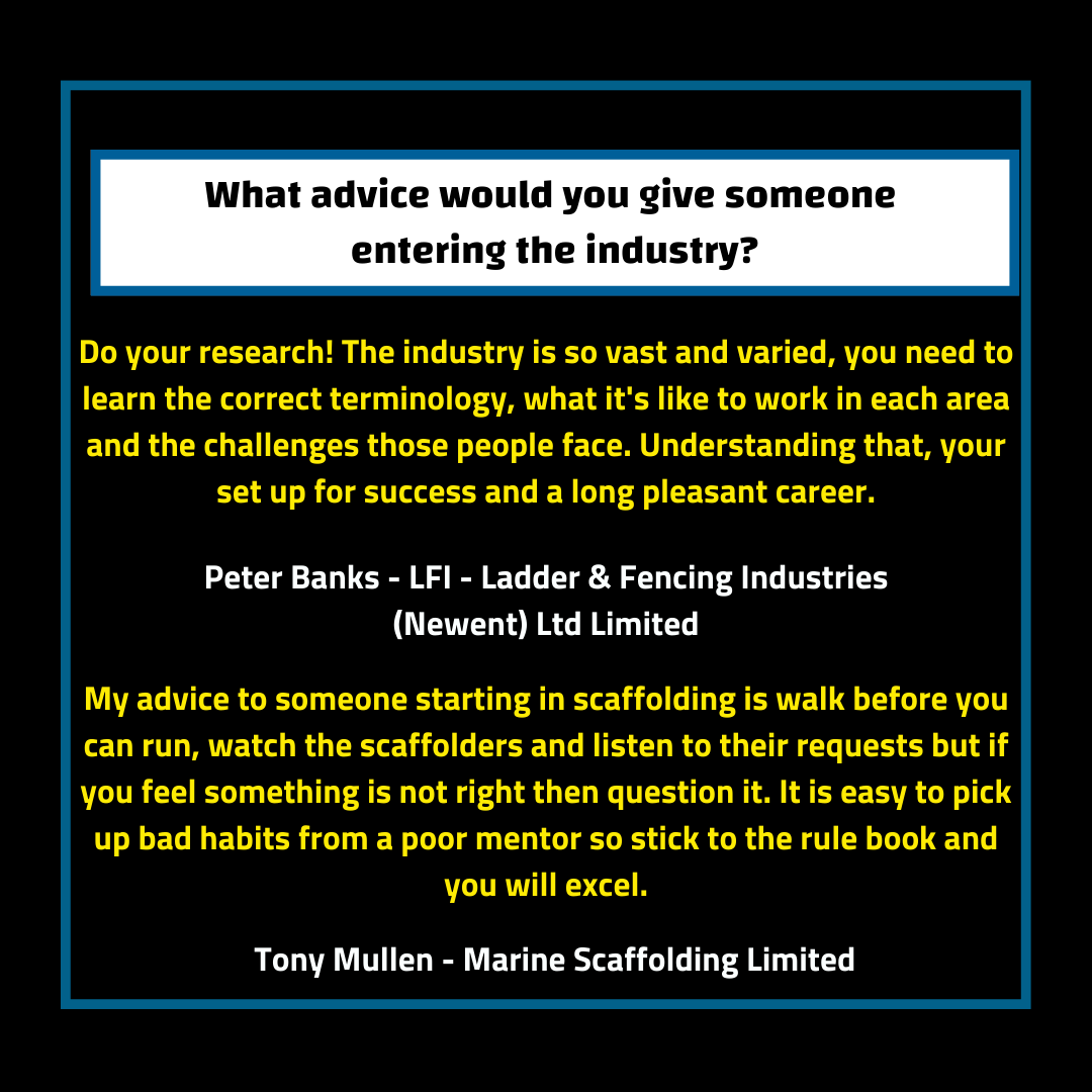 🌟 This National Scaffolding Week, we've gathered some priceless advice from those already working in scaffolding. Ever wondered what scaffolders would tell someone considering entering this incredible industry? Well, here it is!

🔧 #NationalScaffoldingWeek #ScaffWeek🔨👷