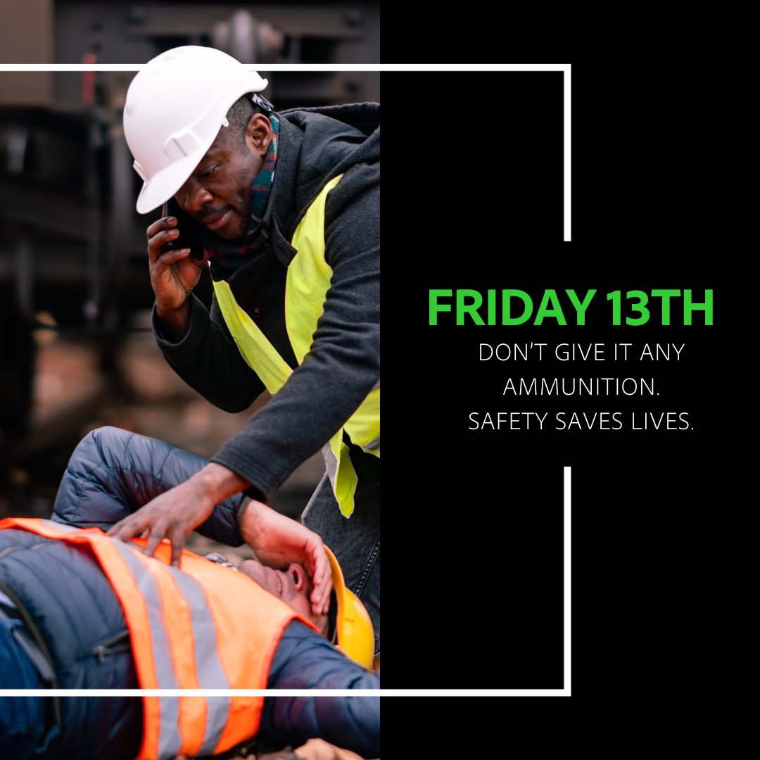 Oh no, it's Friday 13th! While superstitions may be in the air today, let's not forget the importance of staying safe and vigilant. Health and Safety is ALWAYS a top priority, no matter the day! 🍀 #Friday13th #SafetyFirst #HealthAndSafety #BadLuck