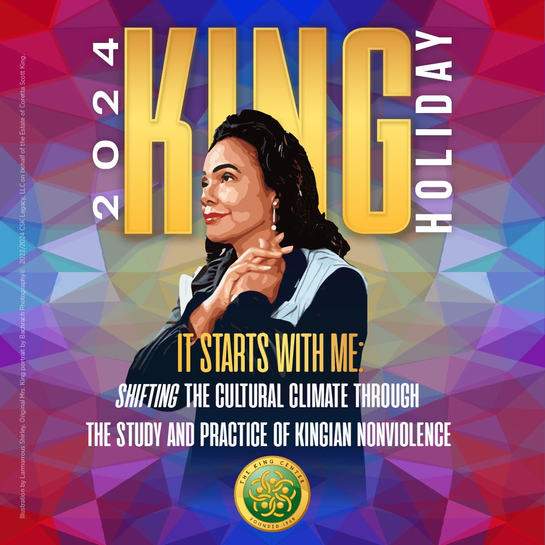 BerniceKing's tweet image. Each of us can do something tangible and transformative to shift, and create a just, humane, equitable and peaceful world.

Kingian Nonviolence provides the principles and strategic approach for the shift. 

We’ll discover more in January.

#KHO2024 #iShift #weShift #MLKDay2024