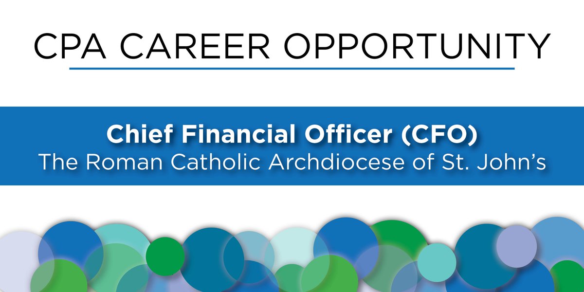 CPANL's tweet photo. Career Opportunity: The Roman Catholic Archdiocese of St. John’s - Chief Financial Officer (CFO). More info > https://t.co/4eaz02uL5h… #CPA #Accounting #CareerOpportunity #NLJobs https://t.co/aJGtJaTASM