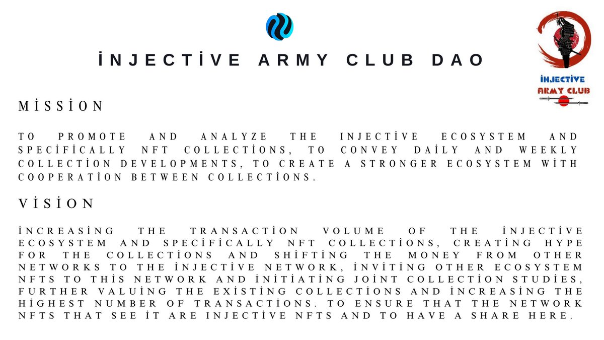 InjectiveArmy's tweet image. We declare that we will support the entire injective ecosystem unconditionally, that we are open to joint events and official collaborations, and that we will work non-stop to shift the volume in other networks to this side.  Do not hesitate to contact via DM.

@Injective_