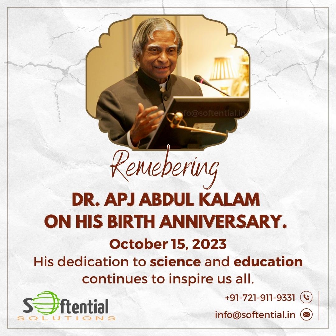 SoftentialSolut's tweet photo. Remembering the true leader and visionary Dr. APJ Abdul Kalam on his birthday. https://t.co/NUCEThGI2v