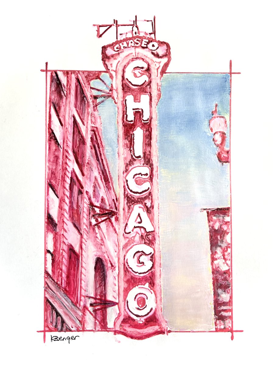 I'm thrilled to share my new mixed media illustration of the Chicago Theater! This is the first piece in a series of iconic sign illustrations I'm working on. 

#kenzengerart #art #artist #artwork #mixedmedia #illustration #painting #drawing #artoftheday #chicagotheater #urbanart