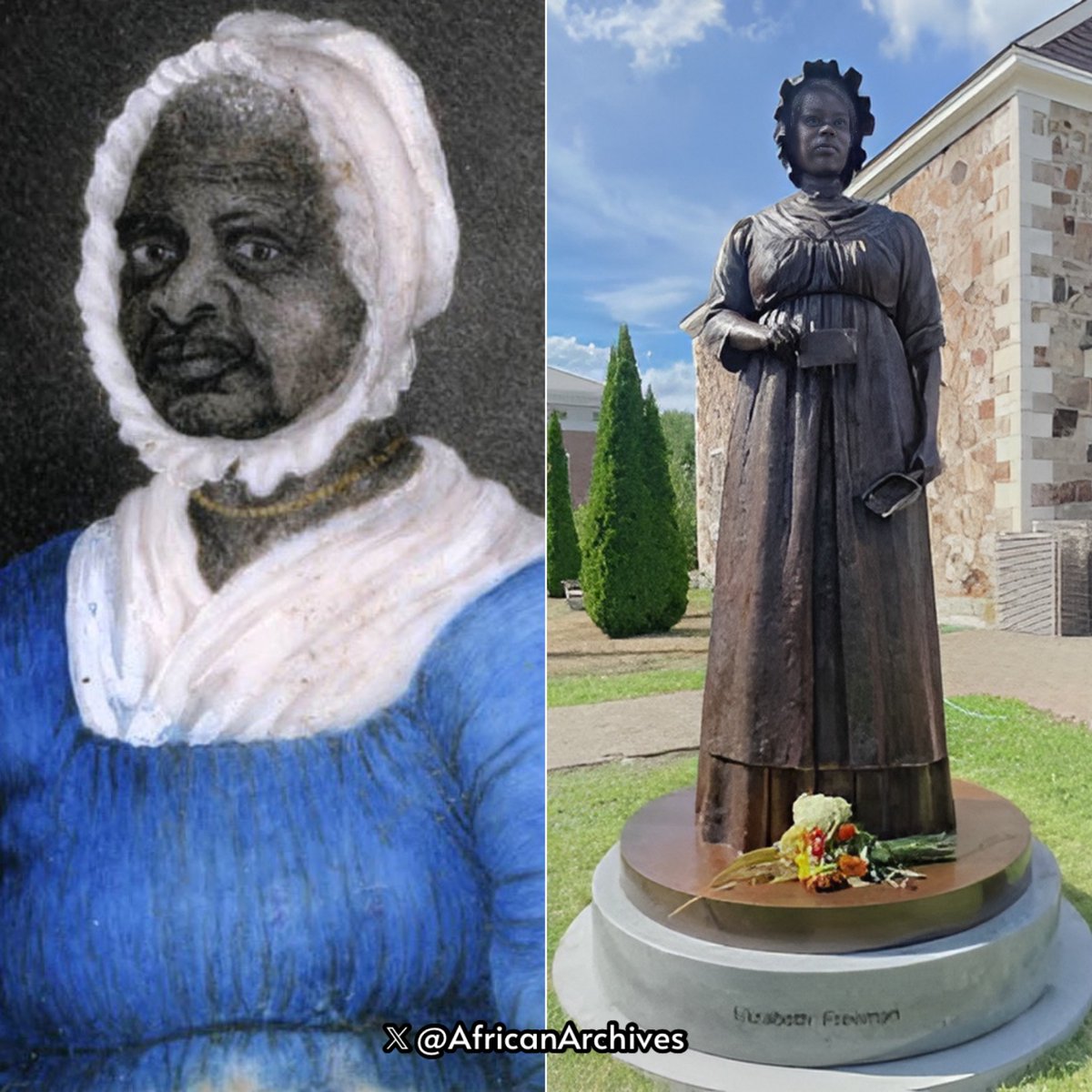 AfricanArchives's tweet image. Mum Bett was one of the first enslaved black American to sue for freedom and win in Massachusetts. As a free woman she took up the name Elizabeth Freeman.

She was W.E.B Du Bios great grandmother. 

Her case served as precedent in the state that brought an end to the practice of…