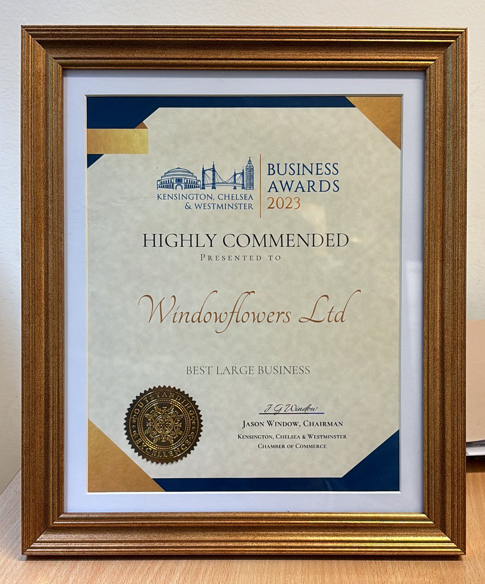 We were thrilled to receive an award last night in Best Large Business category by Kensington, Chelsea and Westminster Chamber of Commerce