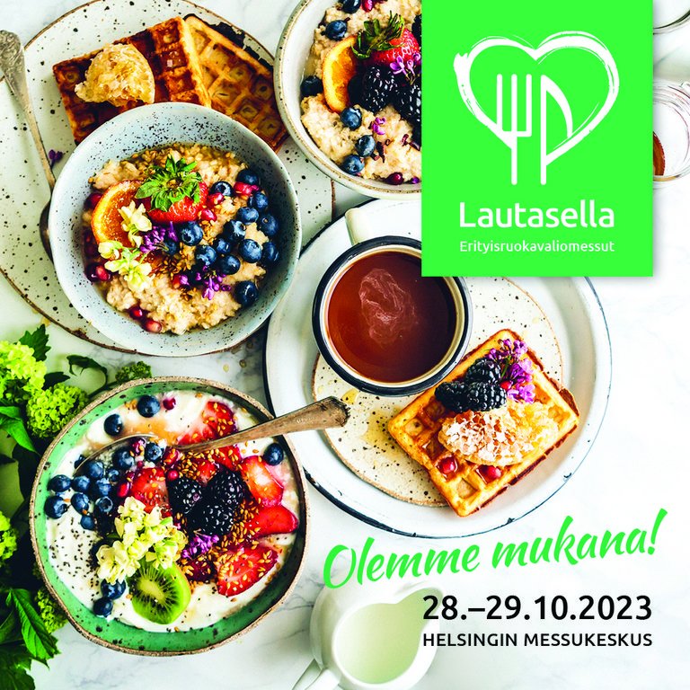 erimenu's tweet photo. #Erimenu-tiimi on mukana #Lautasella sunnuntaina. #Ruokaallergia'neuvoja Ilonan ja @Keliakialiitto-Eijan esitys klo 11-11.30. Ilona ja Jonna tavattavissa su klo 10-15.30. Neuvontaa, reseptejä.
Messuilla myös: @Allergia_astma @IBDjamuut @Luustoliitto @Marttaliitto ja @Reumaliitto. https://t.co/AoHCCLc51C
