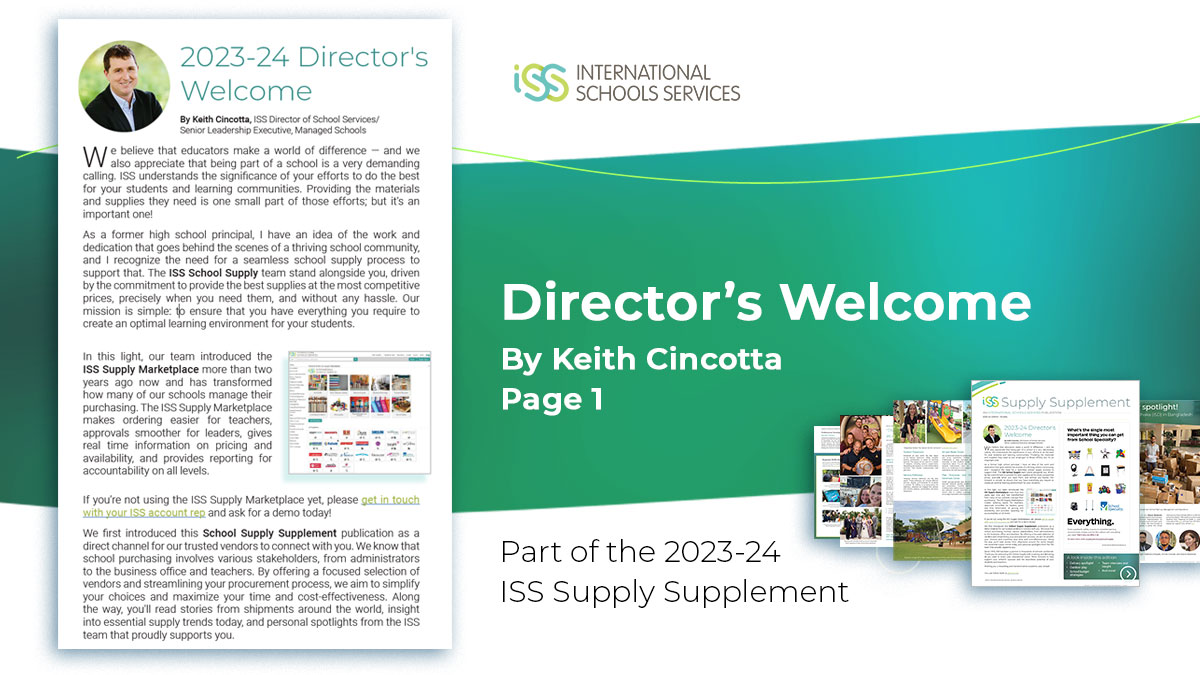 'As a former high school principal, I have an idea of the work and dedication that goes behind the scenes of a thriving school community — and I recognize the need for a seamless #SchoolSupply process to support that.' @kcincotta shares at iss.edu/publications/s… #ISSedu #IntlEd