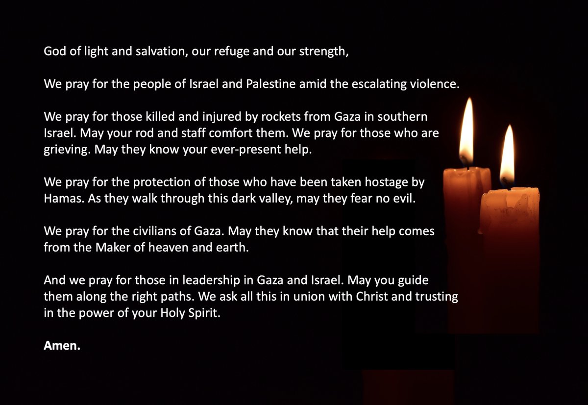 We pray for peace. Our prayers are with ALL those affected by the growing violence in the Israel-Palestine conflict. #IsraelPalestineConflict