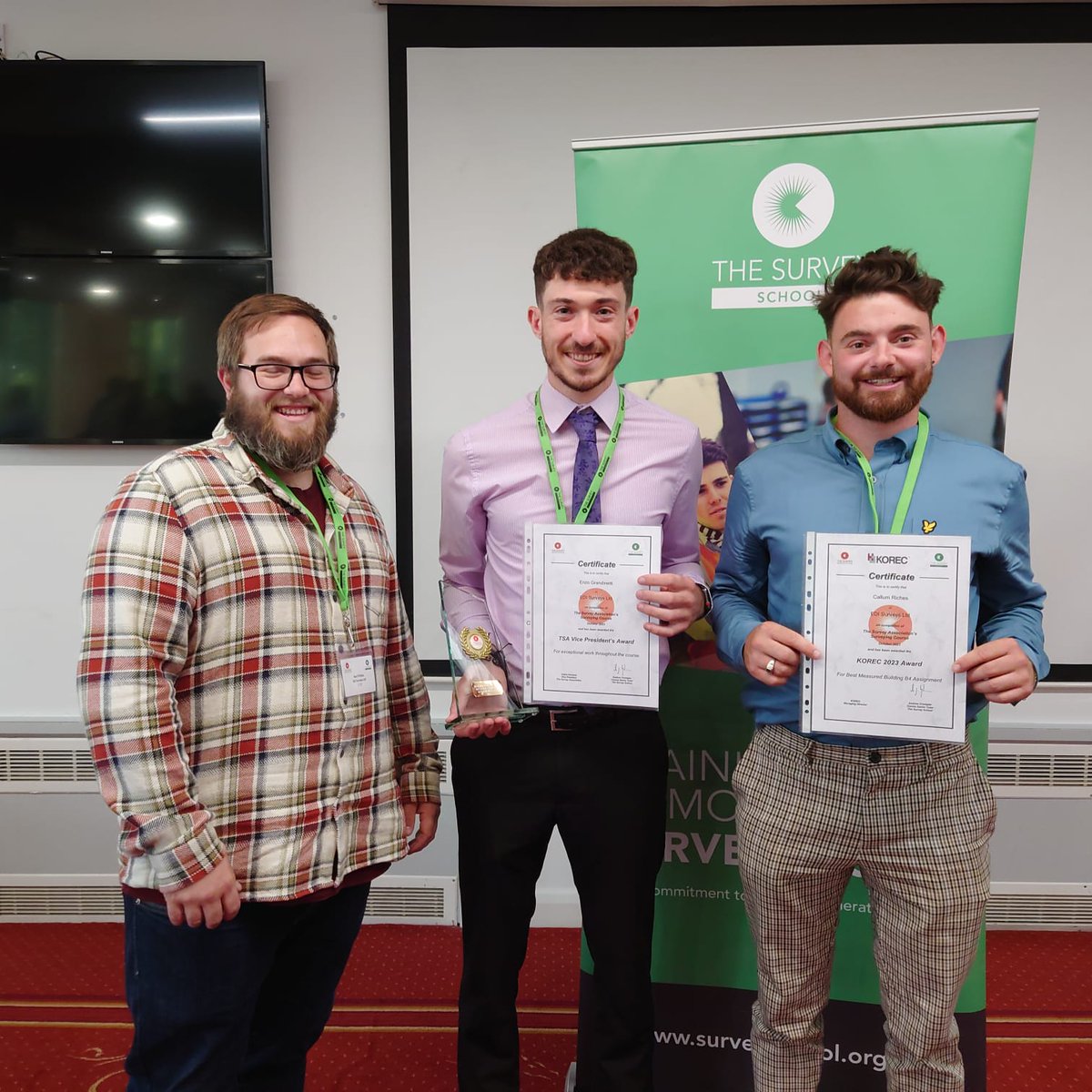 EDI Surveys (@edisurveys) on Twitter photo Graduation Day! Very proud of these 3, 7 nominations between them and 2 winners. Our #nextgeneration of #surveyors completing the TSA Surveying Course with ProQual Diploma
#LoveSurveying #Survey #Surveying #SurveyLife #GeoSpatial
<a href="/TheSurveySchool/">The Survey School</a>
<a href="/surveyassoc/">The Survey Association (TSA)</a>
<a href="/CharteredICES/">CharteredICES</a> Graduation Day! Very proud of these 3, 7 nominations between them and 2 winners. Our #nextgeneration of #surveyors completing the TSA Surveying Course with ProQual Diploma
#LoveSurveying #Survey #Surveying #SurveyLife #GeoSpatial
<a href="/TheSurveySchool/">The Survey School</a>
<a href="/surveyassoc/">The Survey Association (TSA)</a>
<a href="/CharteredICES/">CharteredICES</a>