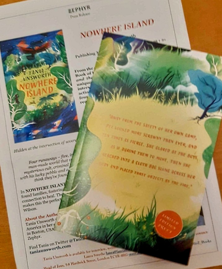 Secondly to <a href="/_ZephyrBooks/">Zephyr Books</a> for this copy of Nowhere Island by <a href="/TaniaUnsworth1/">Tania Unsworth</a> about the island at the intersection of some busy highways that holds more than just empty space... It's such an unusual and intriguing idea that we've not seen before!