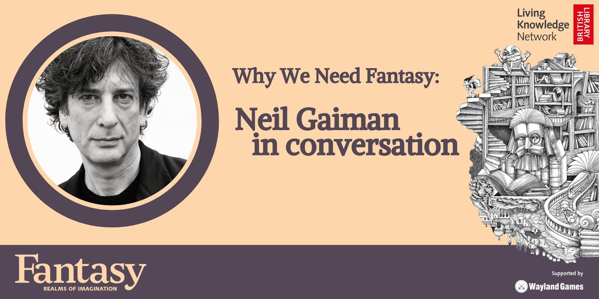 We are SO excited to be streaming the @britishlibrary and @LKN_Libraries event 'Why We Need Fantasy' with @neilhimself at Rugby Library next week! This is one NOT to be missed! Find out more at eventbrite.co.uk/e/livestream-w…