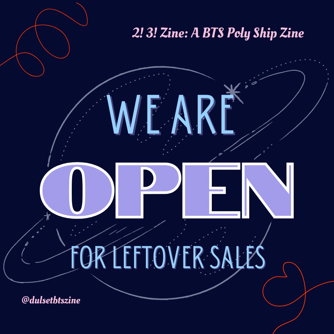 🌟LEFTOVER STOCK SALE NOW OPEN🌟

The moment for launch has now come! 🚀 We are now open with limited leftover stock! Come on through and grab yourself some of the cutest, most beautiful beautiful poly BTS goodies in the universe! 🥰

🌌 dulsetbangtanzine.bigcartel.com