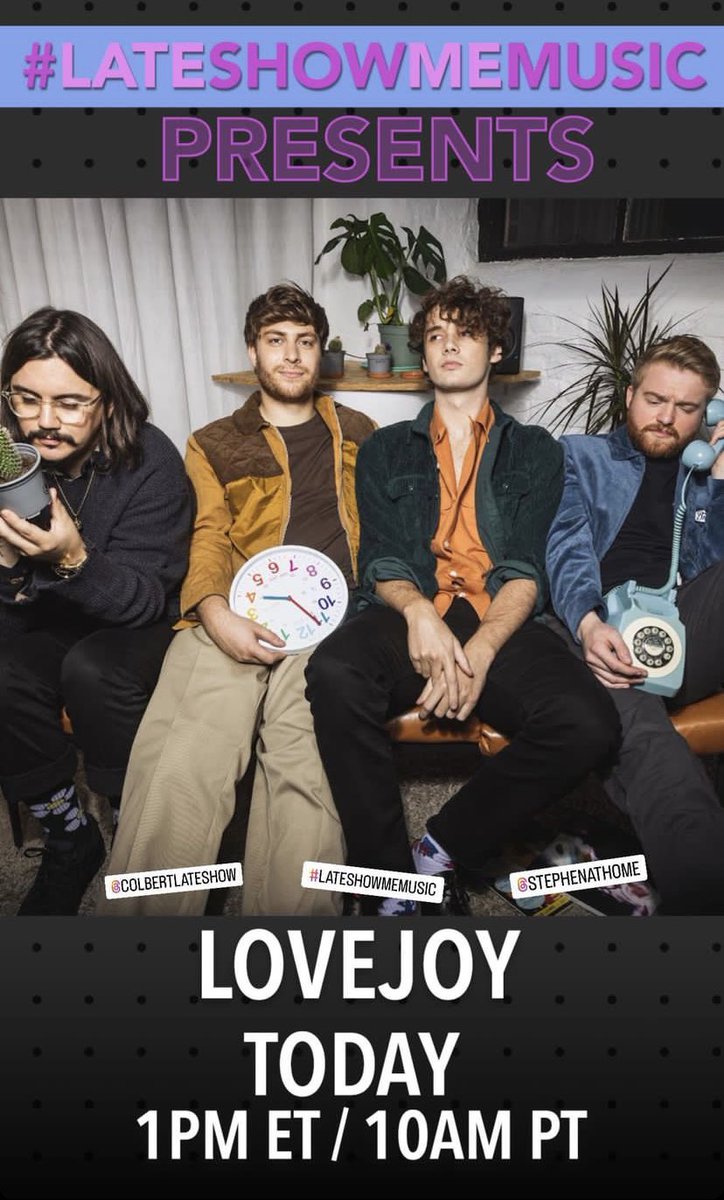 Alongside the Official Charts!! (STARTING IN MINUTES)

Lovejoy are performing on #LateShowMeMusic tonight!!