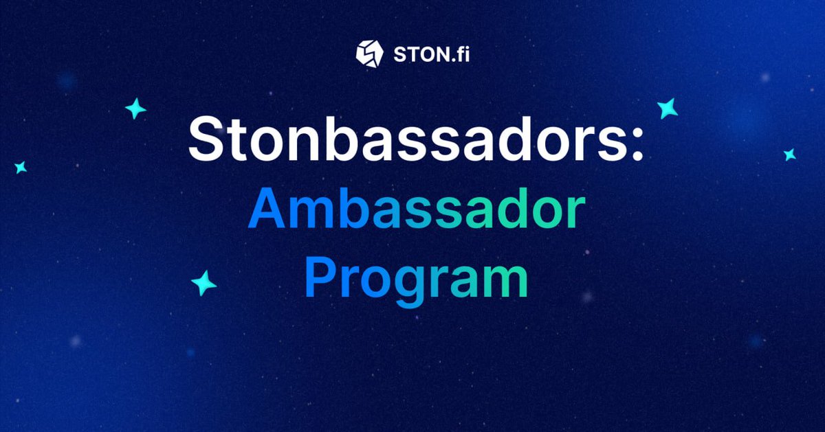 📢 Stonbassadors: Ambassador Program Become an #ambassador of STON.fi DEX! Introduce us on social #media, educate new users, help improve products, and #promote them. Choose your role and receive awards every month 🔥 We allocate up to 10,000 STON and several