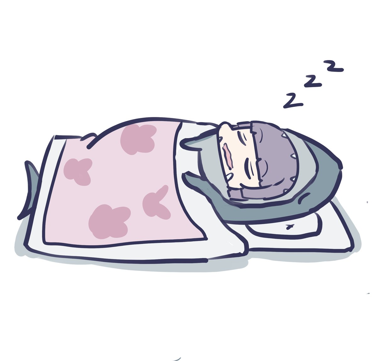 1girl zzz solo sleeping white background futon closed eyes  illustration images