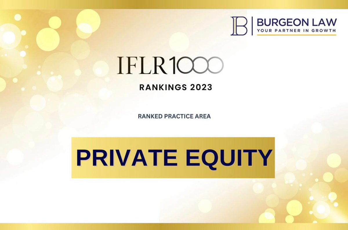 BurgeonLaw's tweet photo. @IFLR1000 has unveiled its 𝟐𝟎𝟐𝟑 𝐫𝐚𝐧𝐤𝐢𝐧𝐠𝐬, &amp; we're thrilled to share that we have ranked amongst the distinguished firms in the realm of #PrivateEquity as a '𝐍𝐨𝐭𝐚𝐛𝐥𝐞 𝐋𝐚𝐰 𝐅𝐢𝐫𝐦'🏆

Congratulations to our clients &amp; Team #BurgeonLaw :) 

#LegalAwards #LawFirm https://t.co/4AwnNxUDkt