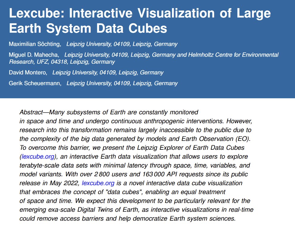 Very happy to announce that our #Lexcube paper got accepted at IEEE Computer Graphics and Applications! 🎉 Thanks to my co-authors @dmlmont @MiguelDMahecha and Gerik Scheuermann!

🔗doi.org/10.1109/MCG.20… 

@ieeecga #EOchat #GISchat #RemoteSensing #DataViz