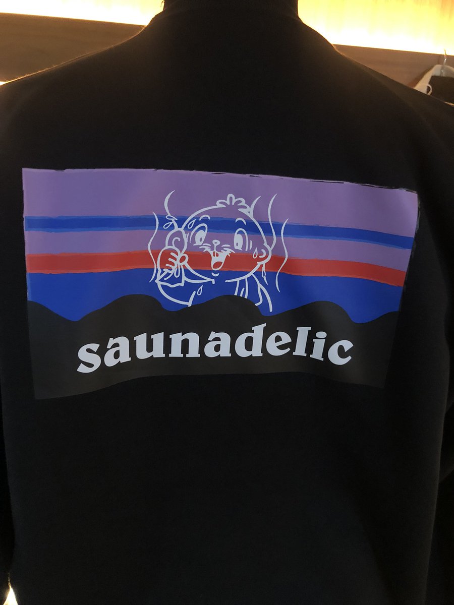 saunadelicシリーズ2発売✨
#saunadelic 幻覚(psychedelic)

フロントロゴはピンク🩷　
バックはもちろんビーバーちゃん♪
裏起毛で暖かスウェットです🐣