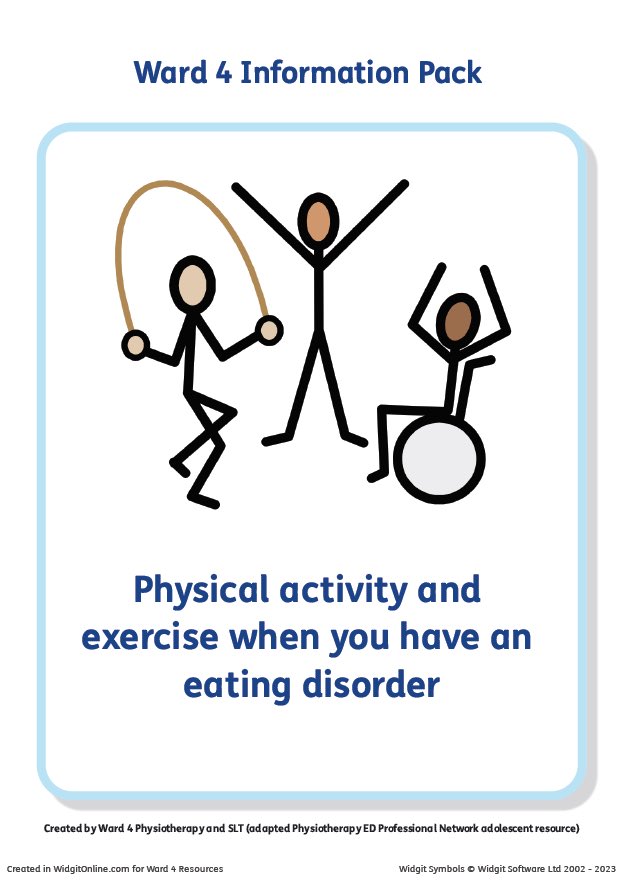 Proud of the accessible information packs Ward 4 SLT, Physiotherapy & Dietetics have co-produced using @Widgit_Software to support our young patients’ understanding of physical activity, exercise, food & nutrition @KatrinaMcGurk @LyndsSinclair 💙🤝🏼 @nhsggcscs @WeAHPs #AHPDay2023