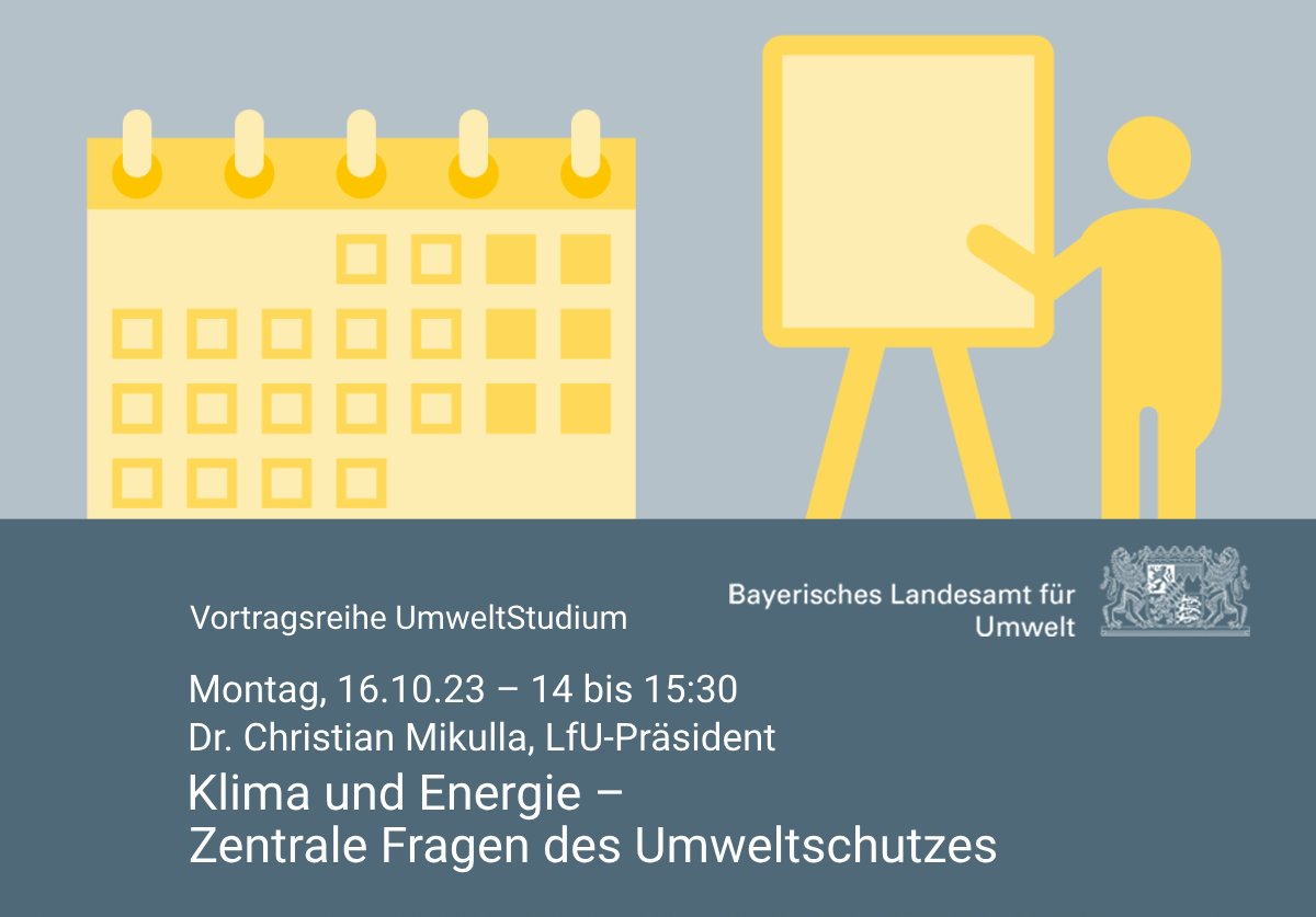 Bayerisches Landesamt für Umwelt (@lfu_bayern) on Twitter photo LfU-Präsident Dr. Christian Mikulla führt in die zentralen Fragen des Umweltschutzes ein. Im Fokus heute: #Klima und #Energie. Wir freuen uns auf Ihren Besuch! In Kooperation mit der <a href="/uni__augsburg/">Universität Augsburg</a> und der @HS_Augsburg.
👉lfu.bayern.de/veranstaltunge… LfU-Präsident Dr. Christian Mikulla führt in die zentralen Fragen des Umweltschutzes ein. Im Fokus heute: #Klima und #Energie. Wir freuen uns auf Ihren Besuch! In Kooperation mit der <a href="/uni__augsburg/">Universität Augsburg</a> und der @HS_Augsburg.
👉lfu.bayern.de/veranstaltunge…