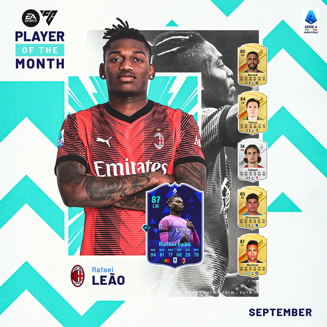 3 goals and 2 assists in the month of September.

Here is your <a href="/SerieA/">Lega Serie A</a> Player of the Month: Rafael Leão

#FC24