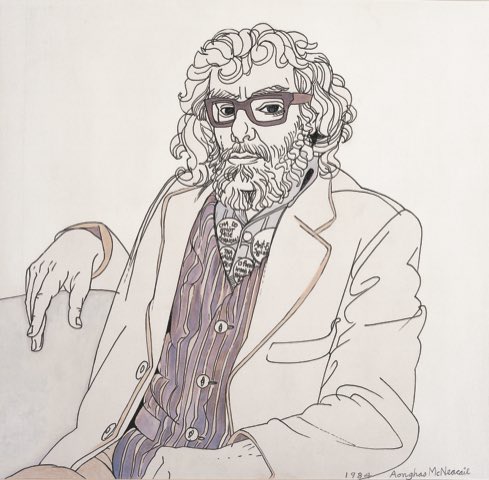 The Alasdair Gray Archive (@agrayarchive) on Twitter photo Today marks the start of the
Mòd <a href="/NationalMod/">Mòd Nàiseanta Rìoghail ¦ Royal National Mòd</a> in Paisley. This is the premier Gaelic festival and to mark it we wanted to share this great portrait Alasdair made of his good friend and Gaelic poet Aonghas MacNeacail in 1984. Highly recommend reading his work… Today marks the start of the
Mòd <a href="/NationalMod/">Mòd Nàiseanta Rìoghail ¦ Royal National Mòd</a> in Paisley. This is the premier Gaelic festival and to mark it we wanted to share this great portrait Alasdair made of his good friend and Gaelic poet Aonghas MacNeacail in 1984. Highly recommend reading his work…