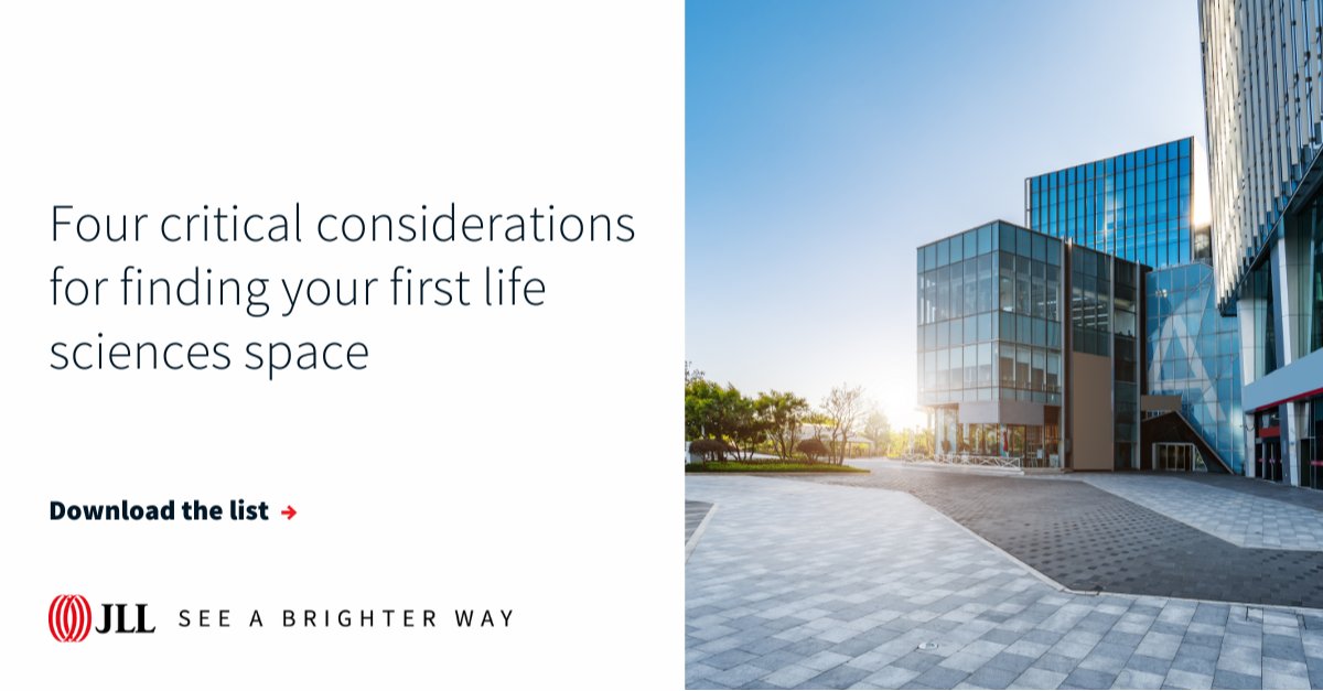 ChrisOstop's tweet photo. Finding the right space is key to bringing your early-stage #biotech to the next level of growth. Discover what you need to know about real estate timelines, space decisions and operational readiness ➡️

#JLLLifeSciences #biotechstartup #biotechCRE https://t.co/K9617sxGXH https://t.co/vlNInyGVlN