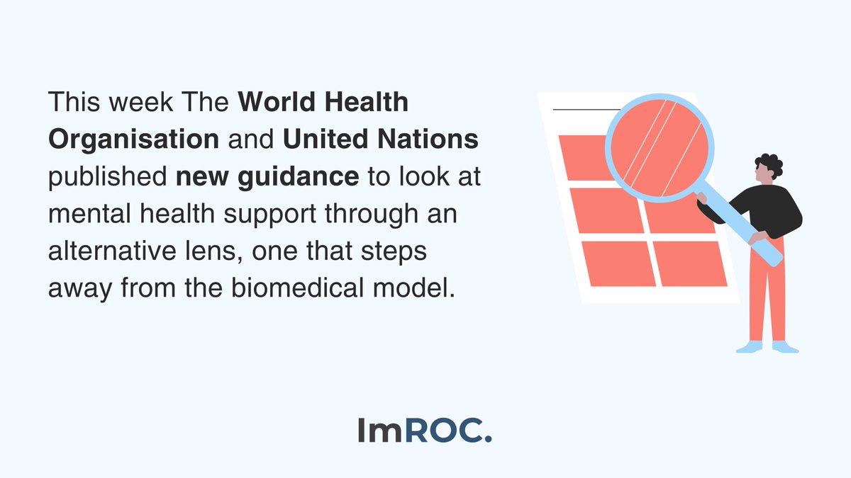 🌍New WHO and UN mental health guidance promotes a shift away from the biomedical model, aligning with ImROC's values.

Contact imroc@imroc.org to speak to our consultants on embracing this approach 🗨️

Read full document below ⬇️
iris.who.int/bitstream/hand…