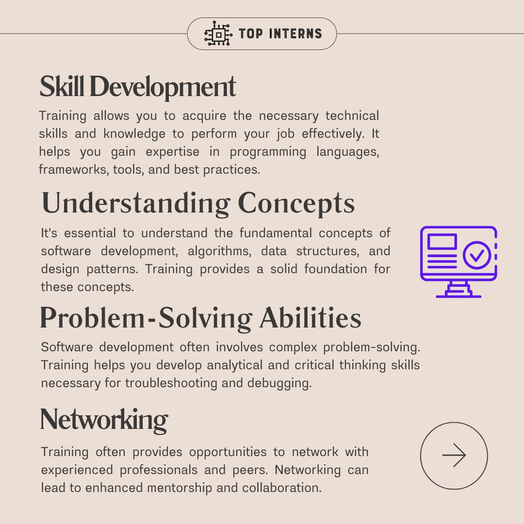 Top_Interns's tweet image. "🚀 Launching into the world of software tech! 💻🌟 Training: the launchpad to building skills, knowledge, and confidence for a successful journey. 🛫🔥 #SoftwareTech #TrainingJourney #SkillsForSuccess"