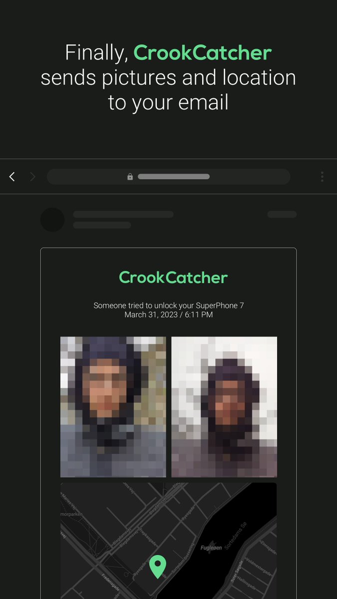CrookCatcherApp's tweet photo. What is CrookCatcher? 

CrookCatcher is an android app that takes pictures when someone fails to unlock your phone. If you want, you can receive these pictures by email.

CrookCatcher is free to use but contains ads, while  CrookCatcher Pro is ad-free and offers more features https://t.co/Jy6hQTC4GP