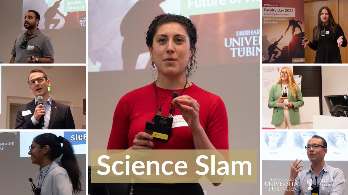 MedTuebingen's tweet photo. 🧪🎤The highlight of the Faculty Day was the #ScienceSlam. Seven young #scientists "dueled" in a competition of scientific short presentations by presenting their #research to the audience in a particularly creative way. 👏Congrats to the winner @Esteljevoor! 6/6 🧵 https://t.co/PeyLjE4hfJ